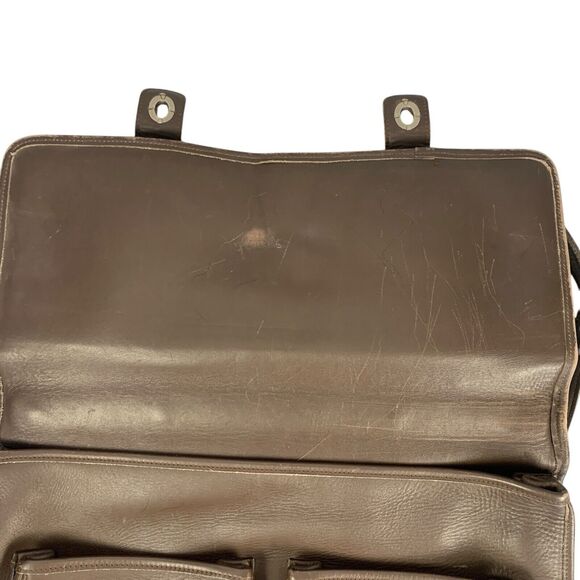SACOCHE INTERNATIONAL BROWN LEATHER MESSENGER LAPTOP BAG BRIEFCASE - Picture 5 of 16